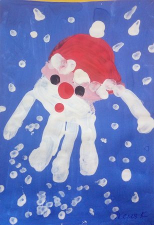 Дед Мороз рисование ладошкой в младшей группе