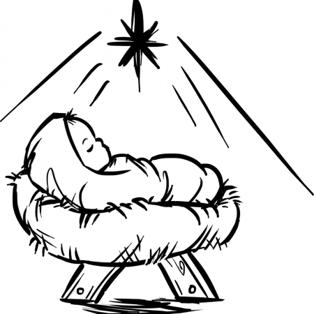 Раскраска младенец в люльке