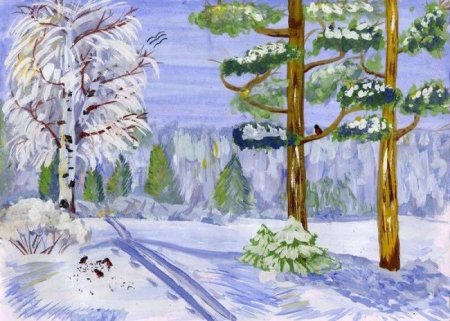 Зимний лес рисунок