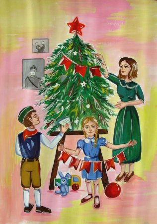 Празднование нового года рисунок