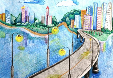 Город будущего рисунок