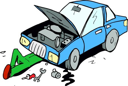 Чинит машину иллюстрация