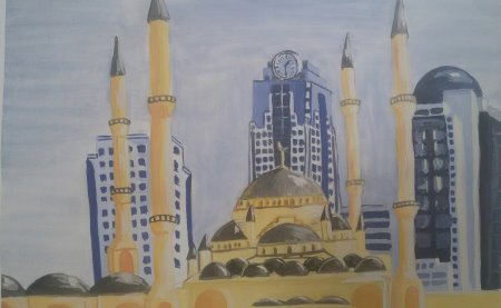 Нарисовать мечеть сердце Чечни