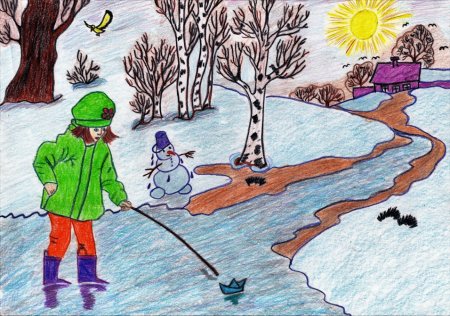Рисунок на тему встречаем весну