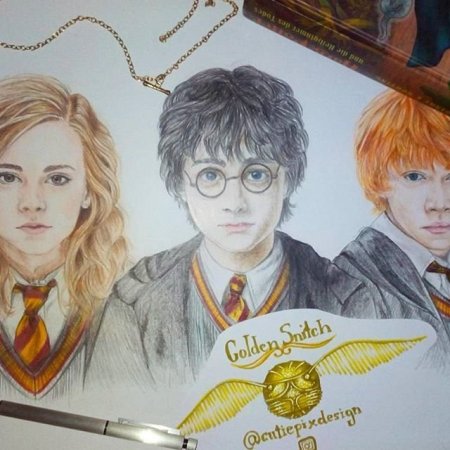 Срисовки Гарри Поттера Рона и Гермионы