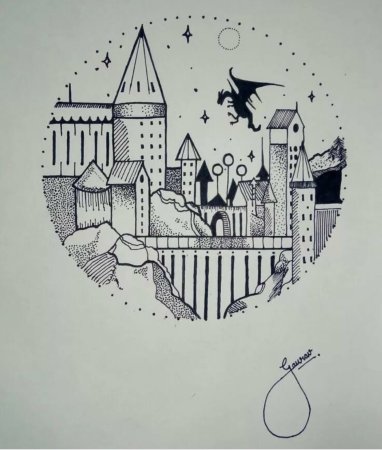 Хогвартс Гарри Поттер скетчинг