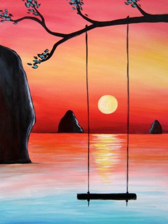Рисование заката для детей