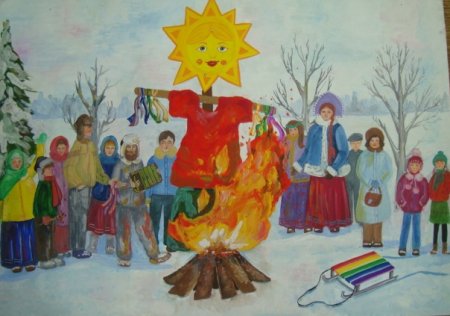 Нарисовать праздник Масленица