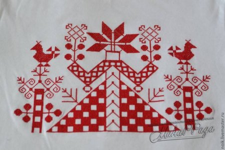 Полотенце по мотивам народной вышивки