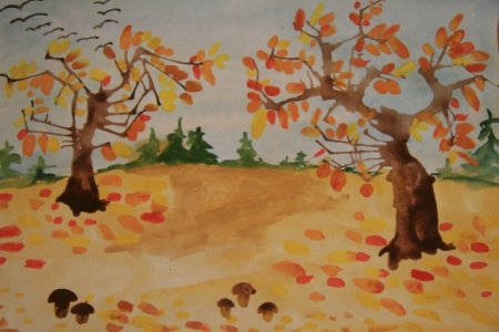 Рисование осенний листопад