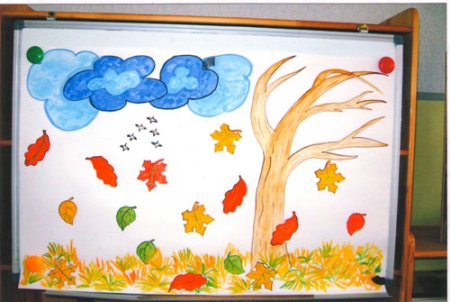 Рисование в младшей группе осенний листопад