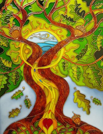 Витражная роспись деревья