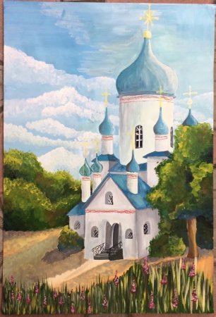 Храм цветными карандашами