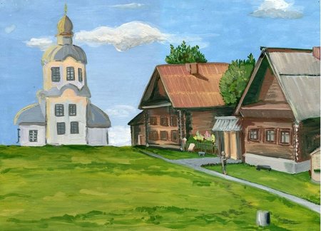 Рисунок русской деревни