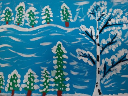 Зима красками для детей