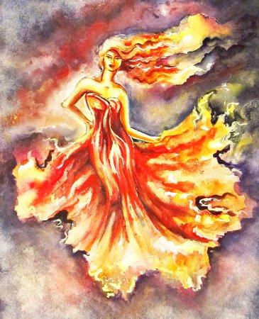 Стихия огня в виде девушки