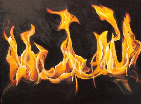 Рисунок огня цветными карандашами