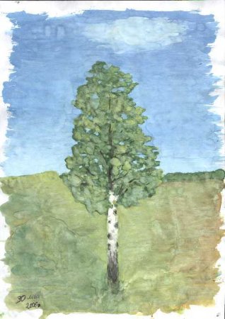 Веселое рисование береза