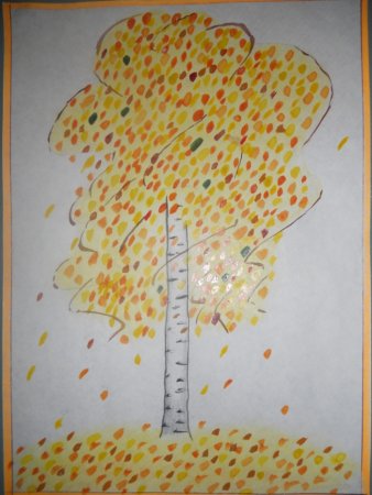 Золотая осень ватными палочками