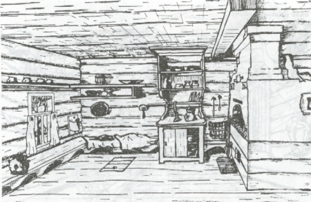 Рисунок русской избы внутри