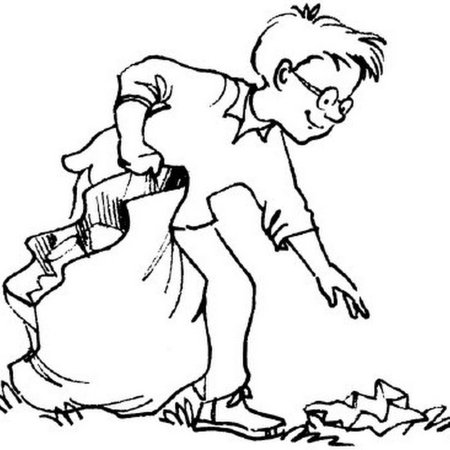 Раскраска уборка мусора