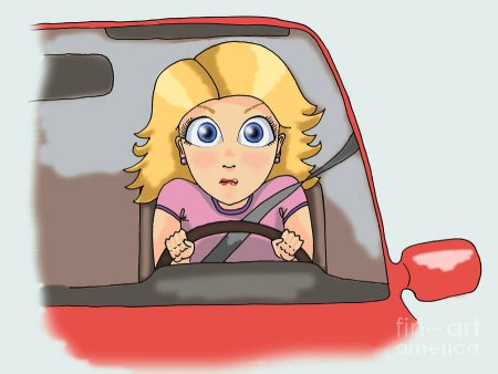 Женщина за рулем карикатура