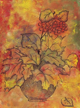 Монотипия осенний букет