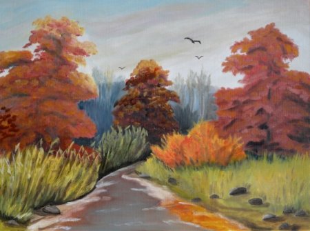 Осенний пейзаж рисунок для детей