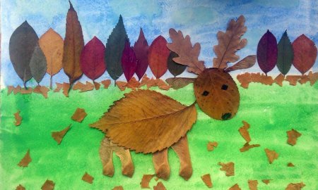 Аппликация из листьев