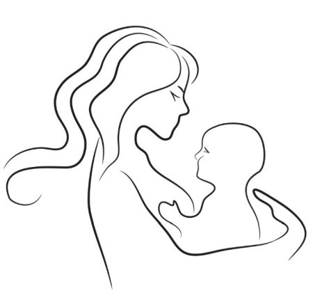 Трафарет женщина с ребенком
