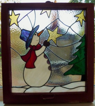 Новогодний витраж на стекле