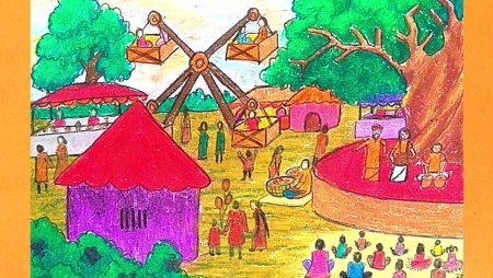 Рисунок на тему ярмарка на Руси