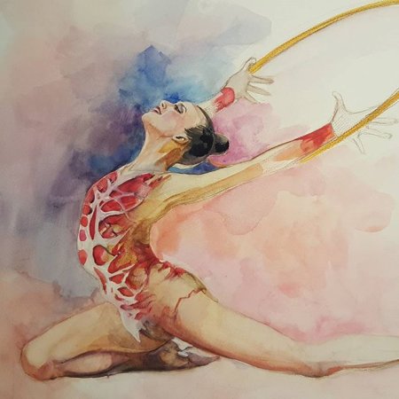 Гимнастка акварель