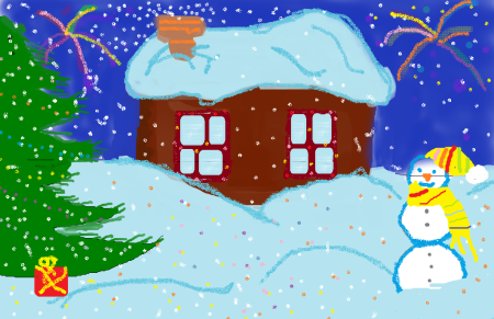 Зимний рисунок в паинте