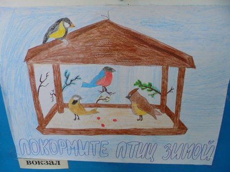 Рисунок на тему Покормите птиц зимой