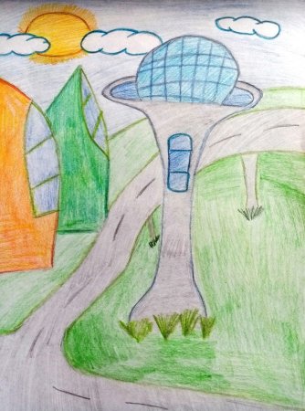 Город будущего рисунок для детей