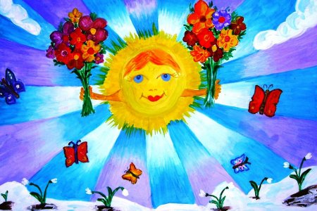 Детские рисунки на тему Весна