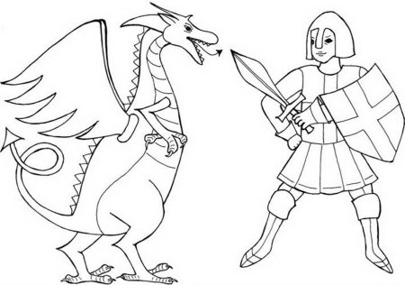 Раскраска замок с рыцарями