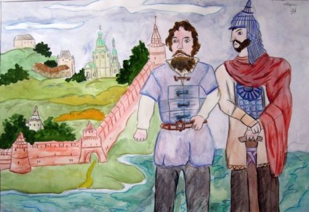 Минин и Пожарский рисунок