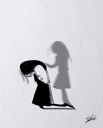 Грустная девушка рисунок