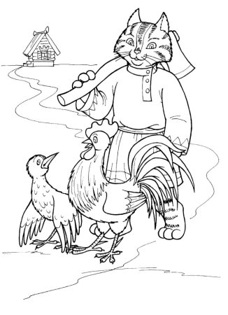 Кот Дрозд и петух