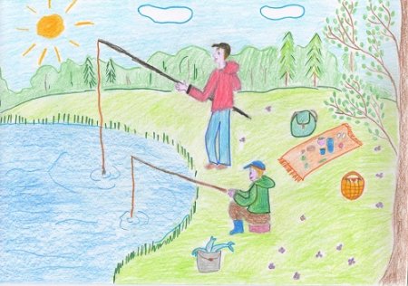 Рисунок на тему рыбалка детский