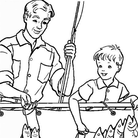 Раскраска отец и сын