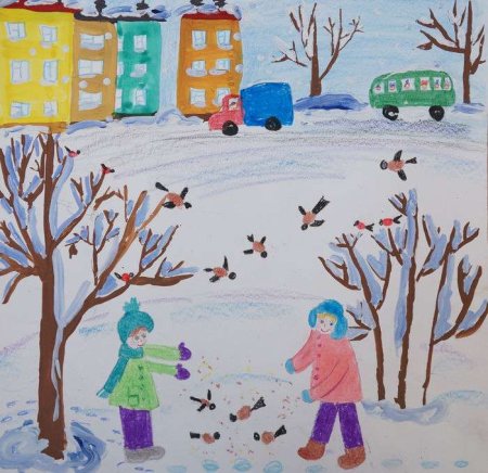 Первый снег рисунок