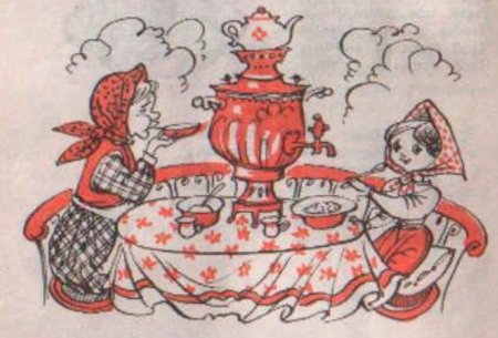 Рисование чаепитие у самовара