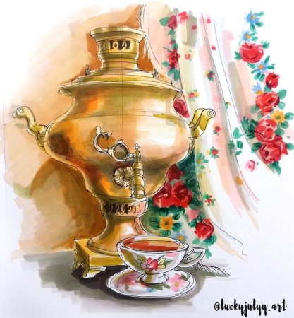 Бабушка с самоваром