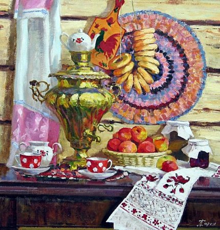 Лоскутное панно чаепитие