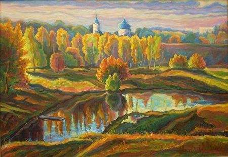 Пейзаж гуашью