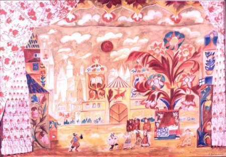 Наталья Гончарова эскиз декорации к спектаклю "золотой петушок"