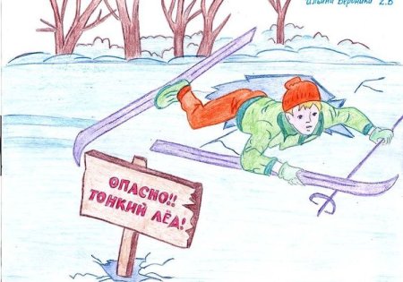 Детские рисунки на тему безопасность на льду